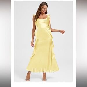 Elegant Yellow Satin Dress